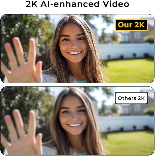 Miniatura 4 de PGST Cámara de timbre de video inalámbrico 2K, sin tarifa mensual, vista de pies a cabeza, visión nocturna, detección de movimiento AI, funciona con