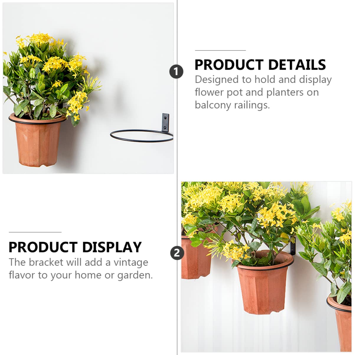Zerodeko 3pièces Support Mural Pour Pot De Fleurs Crochet Suspendu Fer Support Pour Jardinière Crochets De Suspension Pour Pot De Fleur