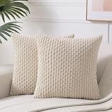 Fancy Homi Paquete de 2 Fundas de Almohada Decorativas de Color marrón Tostado de 18 x 18 Pulgadas para sofá y Cama, Funda de cojín de Pana Suave y Bonita