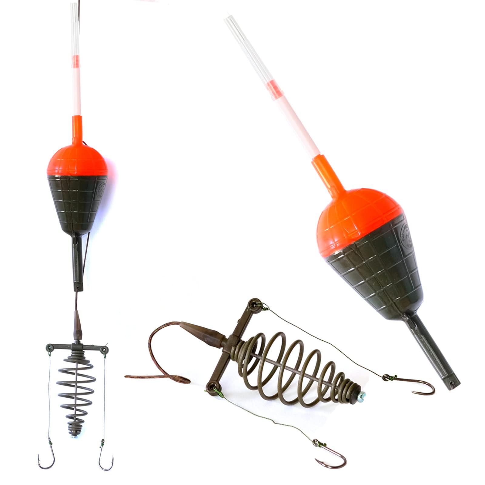 4BIG.fun Juego de Montaje de Flotador con Cesta de alimentación y Anzuelo para Pescar, Montaje en Superficie, para Carpa, Pesca, Listo para Montar, maletín de Pesca, Accesorios de