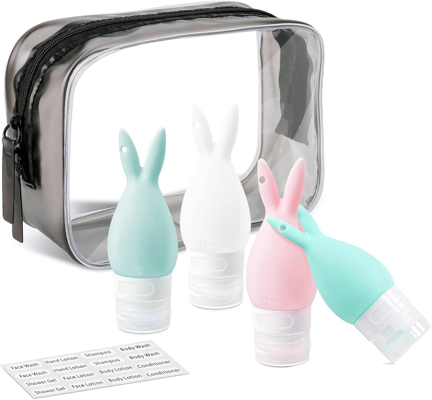 Portable Travel Bottles, INSFIT TSA Carry On Approved Toiletries Containers, 2 Ounce Leak Proof Squeezable Silicone Tubes, Refillable Travel Accessories for Shampoo Body Wash Liquids 4 Pack : Clothing, Shoes & Jewelry