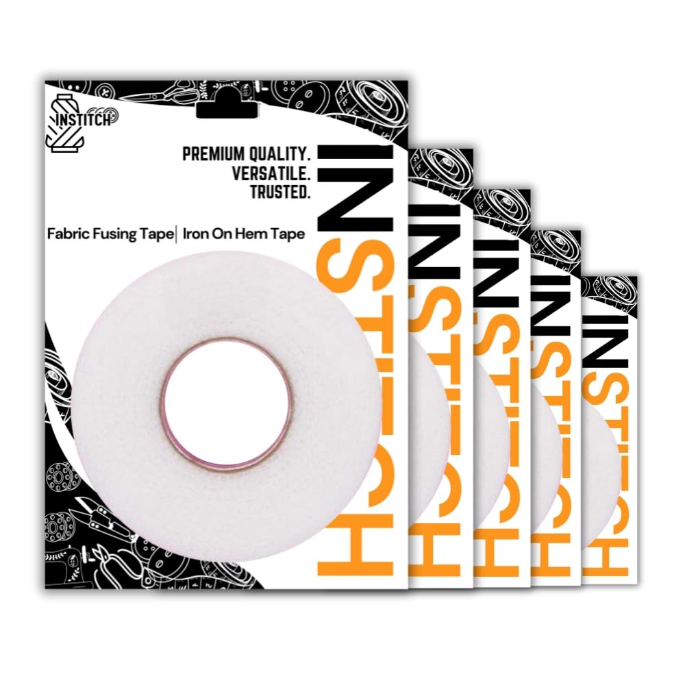 INSTITCH Hem Tape Rivil civil fusing tape, For Tailor & Home Use, Fabric Fusing Tape For Alteration - Iron On Tape- 100 Yards Roll 0.5 Inch Width (White) (5)