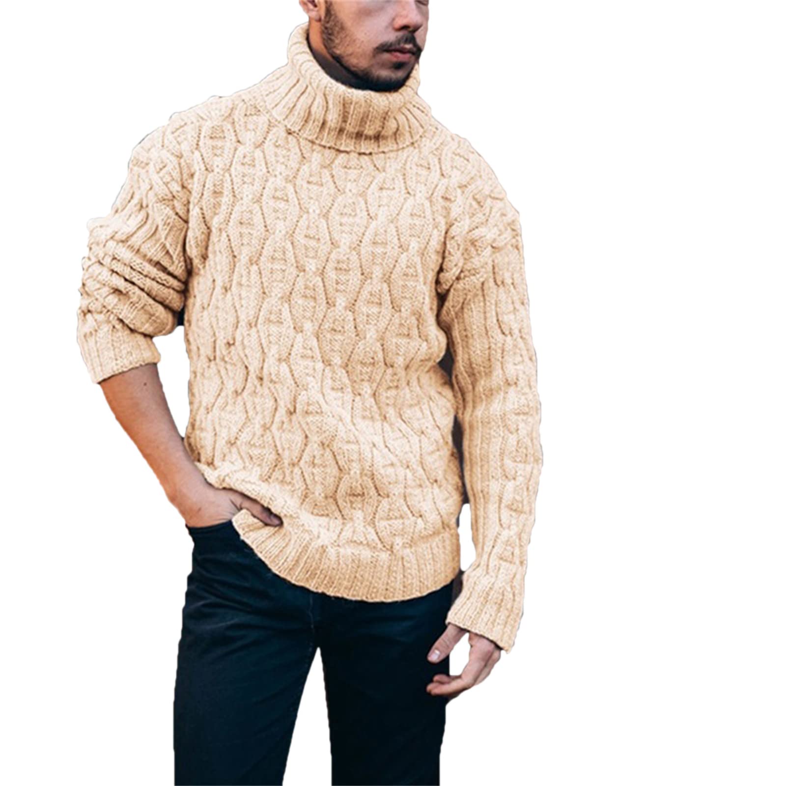 Maglione da Uomo a Collo Alto Ampio Maglione Casual Pullover per masWater Maschile Maschile