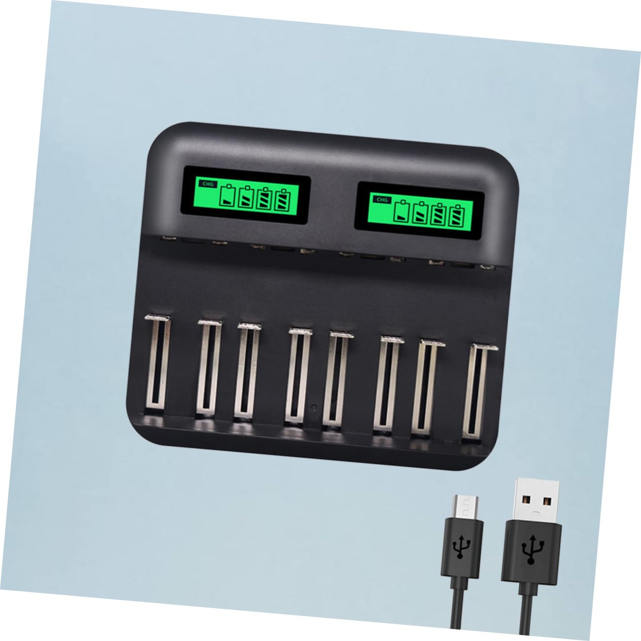 DOITOOL Chargeur De Piles AA AAA avec Affichage LCD Emplacements Compatible USB pour Piles Rechargeables avec Protections Multiples Court-Circuit Et Surtension