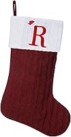 Vista 98 de Medias de Navidad con monograma de punto gris de 19.5 pulgadas. Calcetines de Navidad con inicial personalizadas, decoración de fiesta de Navidad