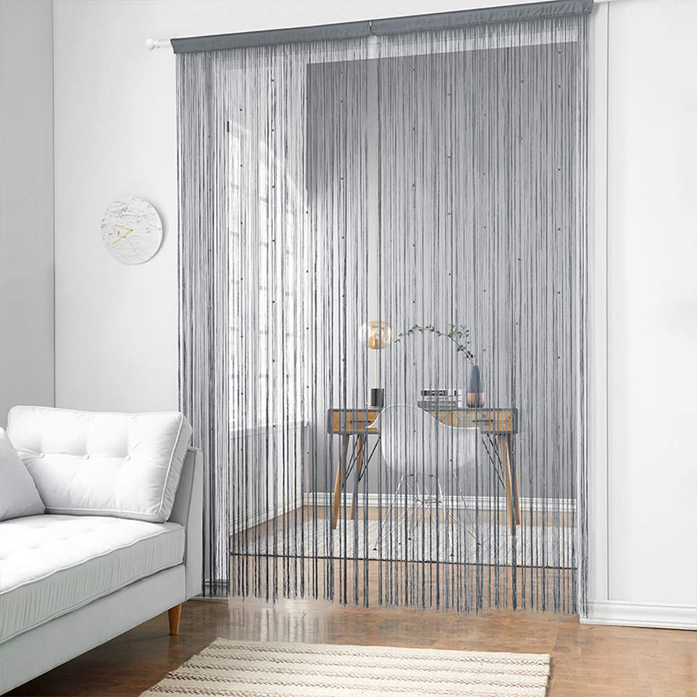 ZQ&QY Tassel Door String Curtain,dense Spaghetti Fringe Panels Tassel Screen Room Divider Fly Screen For Living Room Doorways Dark Gray W100xh200cm(39x79inch)