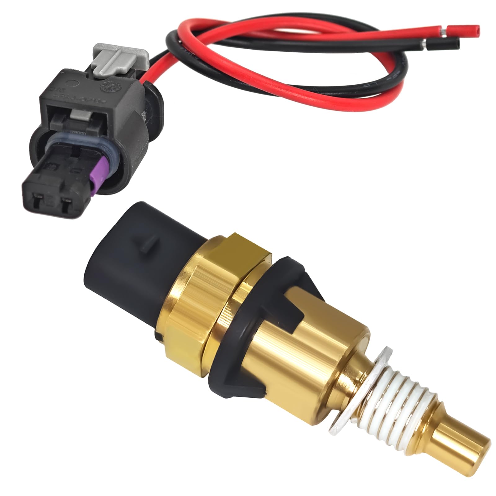 Photo 1 of 12650595 Coolant Temperature Sensor with Connector Pigtail Harness - Compatible with Cadillac GMC Buick for Specific Year Lacrosse ATS CT5 CT6 CTS XT5 XT6 Blazer Camaro Colorado Acadia Canyon