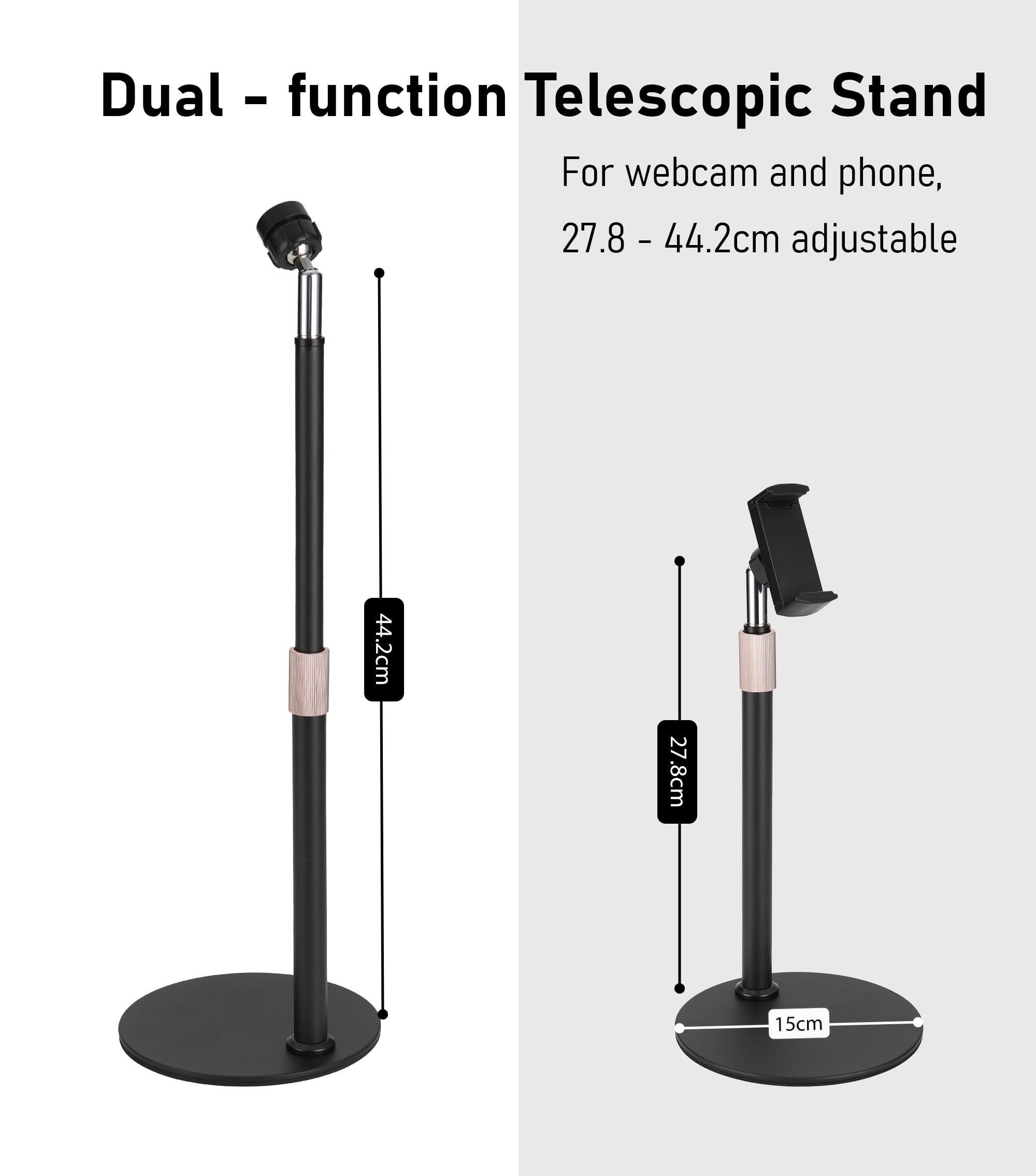 B15 Supporto da tavolo per webcam/cellulare tutto in metallo, supporto orientabile a 360° per webcam C960 C930e C930 C920 C920S C922x C922 Brio 4K C925e C615 e altri dispositivi con