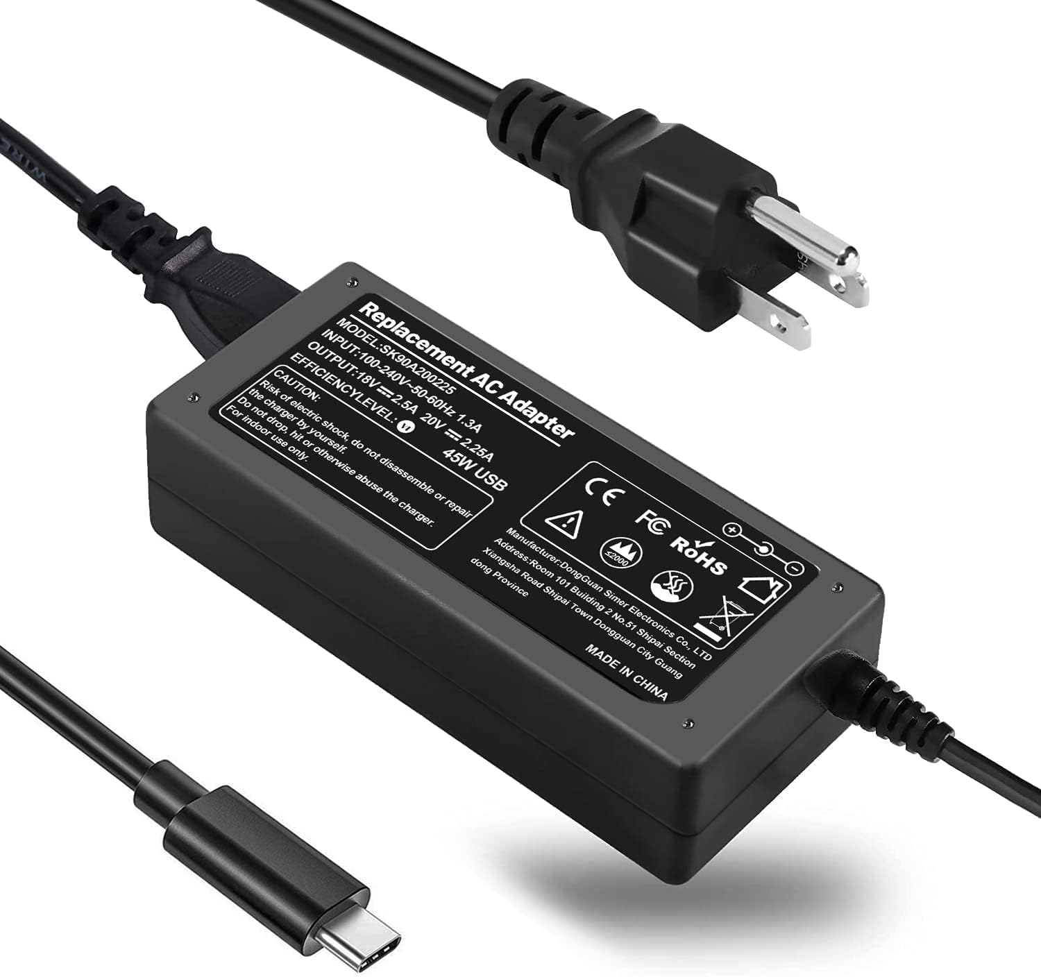 45W USB C Type C Laptop Charger for HP Spectre x360 Charger 13-v011dx 13-w0xx 13-ac033dx 13-ac023dx 13-ae0xx 13-ae012dx 13-ae011dx HP Elite x2 Charger HP Chromebook 14 Computer Adapter Power Cord