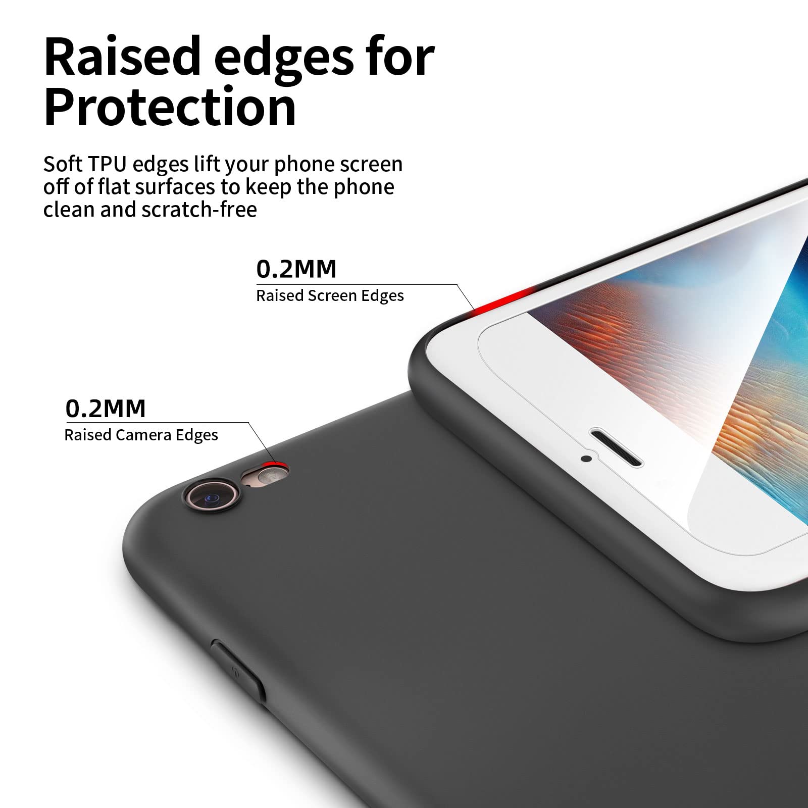 HAFFAN Custodia In Silicone TPU Per IPhone 6 Plus / 6s Plus (5.5 Pollici) - Cover Protettiva Antiurto, Colore Nero - 3