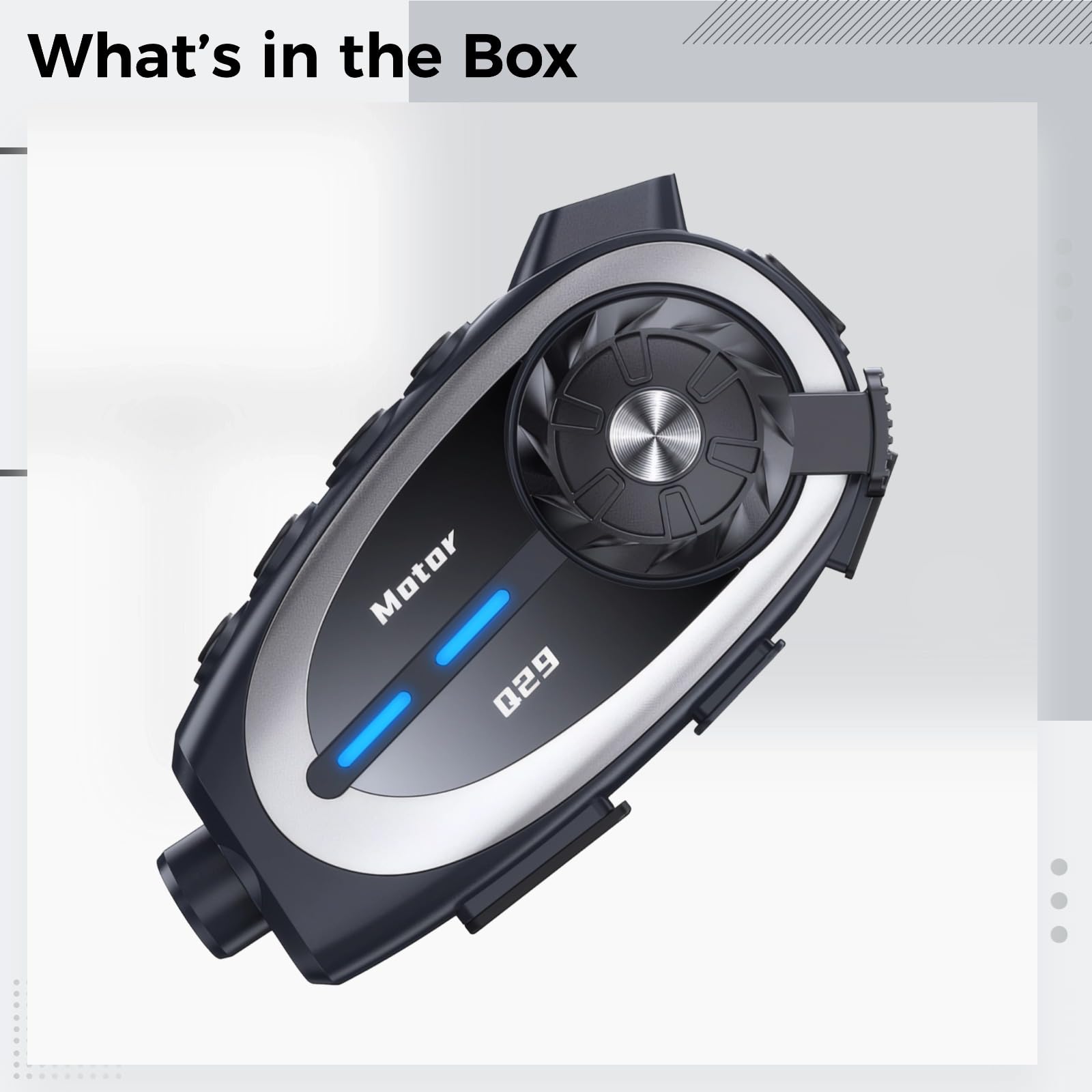Q29 - Intercomunicador para casco de motocicleta con cámara, alta definición 1080P, gran angular de 120°, rango de intercomunicación de 500 metros, batería de 1500 mAh, uso compartido de música