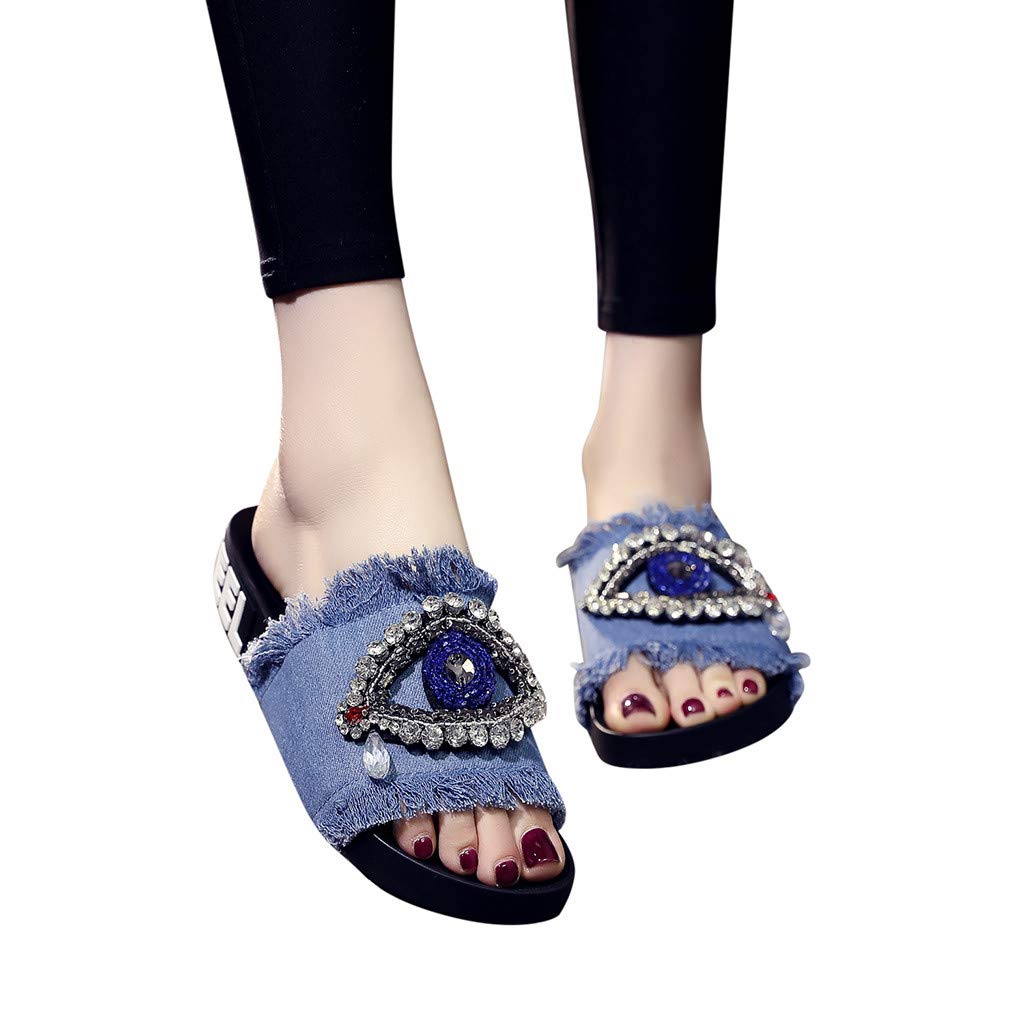 denim and rhinestone shoes