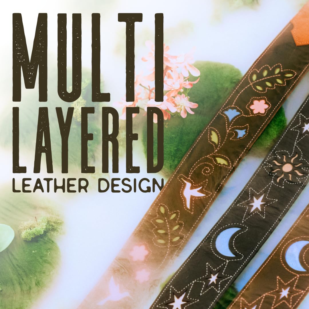 Levy's Leathers Sunbird Series - Correa para guitarra con vibrante diseño de colibrí multicapa