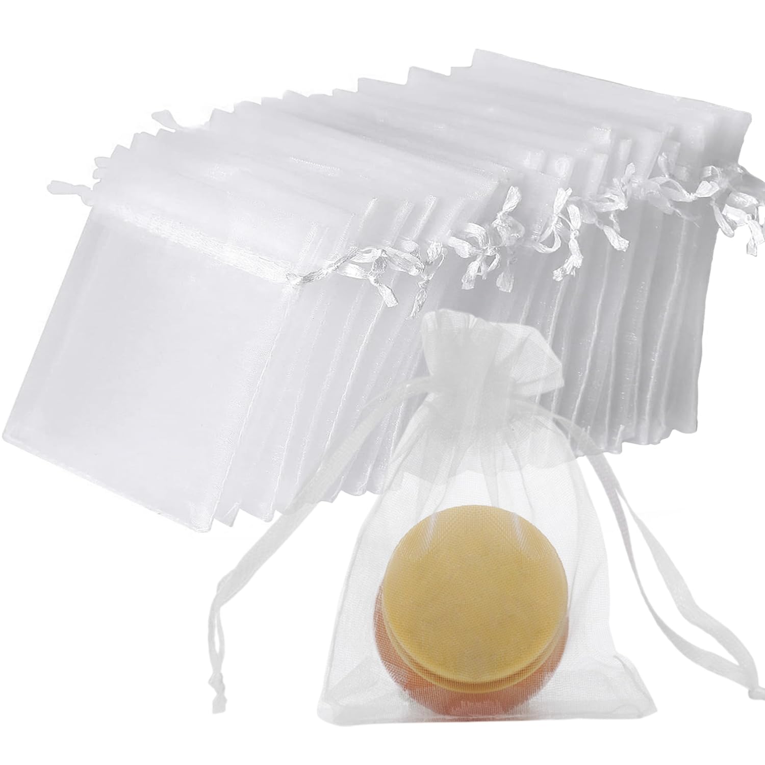 vaolmlop 100 Bolsas De Regalo De Organza,7 X 9 cm,Bolsitas Regalo,Color Blanco,Para Joyas,Festivales,Bodas Favores Y Dulce