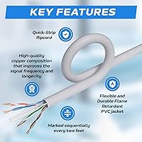 Vista 40 de SATMAXIMUM CAT6 Cable 1000ft Pull Box Solid Ethernet LAN UTP Cable 23AWG 550Mhz RJ45 Network CCA Copper Clad Aluminum Wire Bulk (Black, 1000FT)
