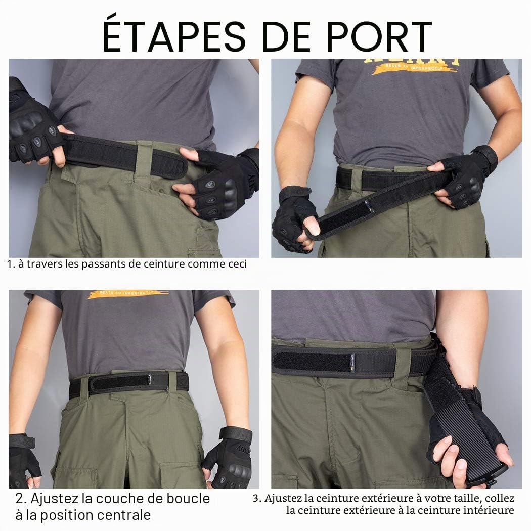 IDOGEAR Ceinture tactique de style militaire MOLLE avec système de ceinture robuste et intérieur/extérieur de 1.75/2 pouces pour homme
