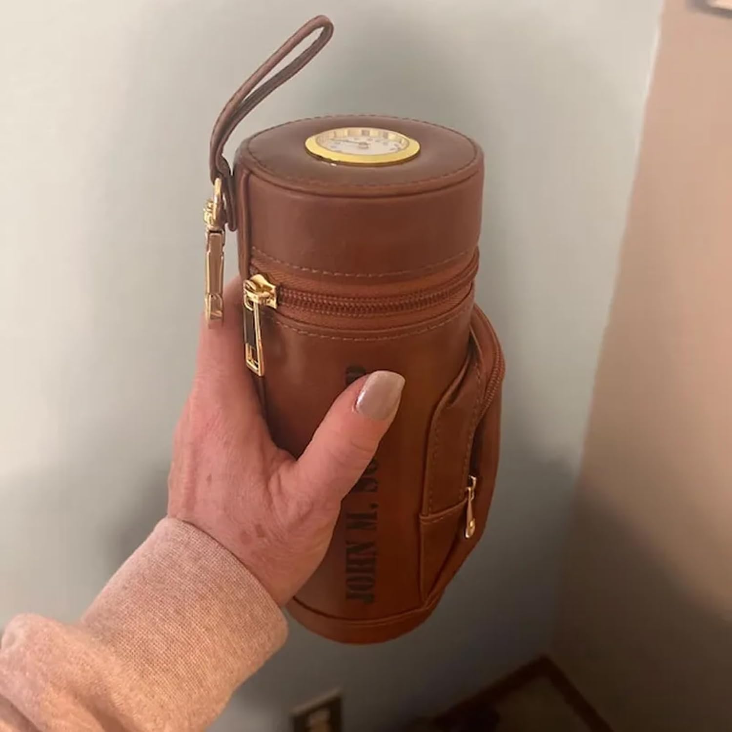 Personalized Cigar Humidor Case with Cigar Cutter, Custom Leather Engraved Travel Cigar Case Pouch Holder Humidor Kit with Accessory Pocket Gift for Him (Style A)