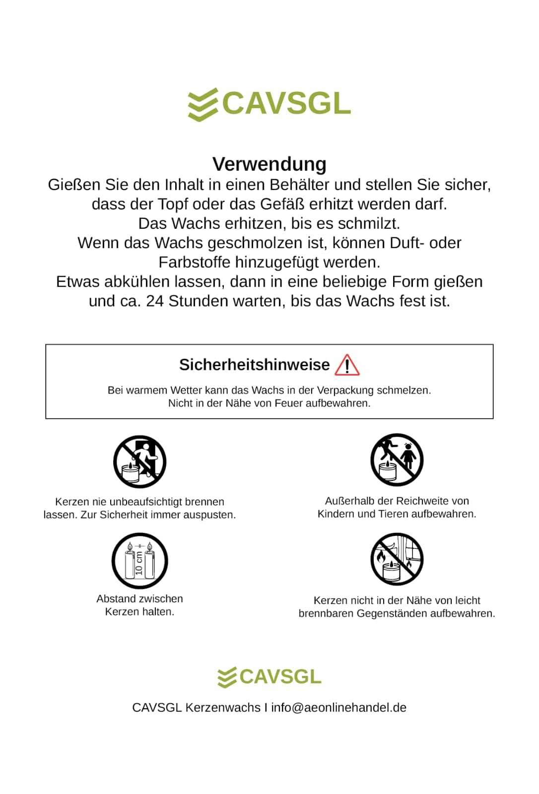 Kerzenwachs Granulat - 5 Kg - Weiß - in Pulverform zur Herstellung von Kerzen - Paraffin Wachsgranulat Hochrein - Made in Germany - CAVSGL