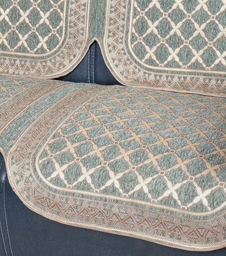 Image of Premium Chenille Woven Anti-Slip 3 Seater Sofa Cover | L-Shape Sofa Seat Protector for Living Room | Durable & Stylish Slipcover -Teal