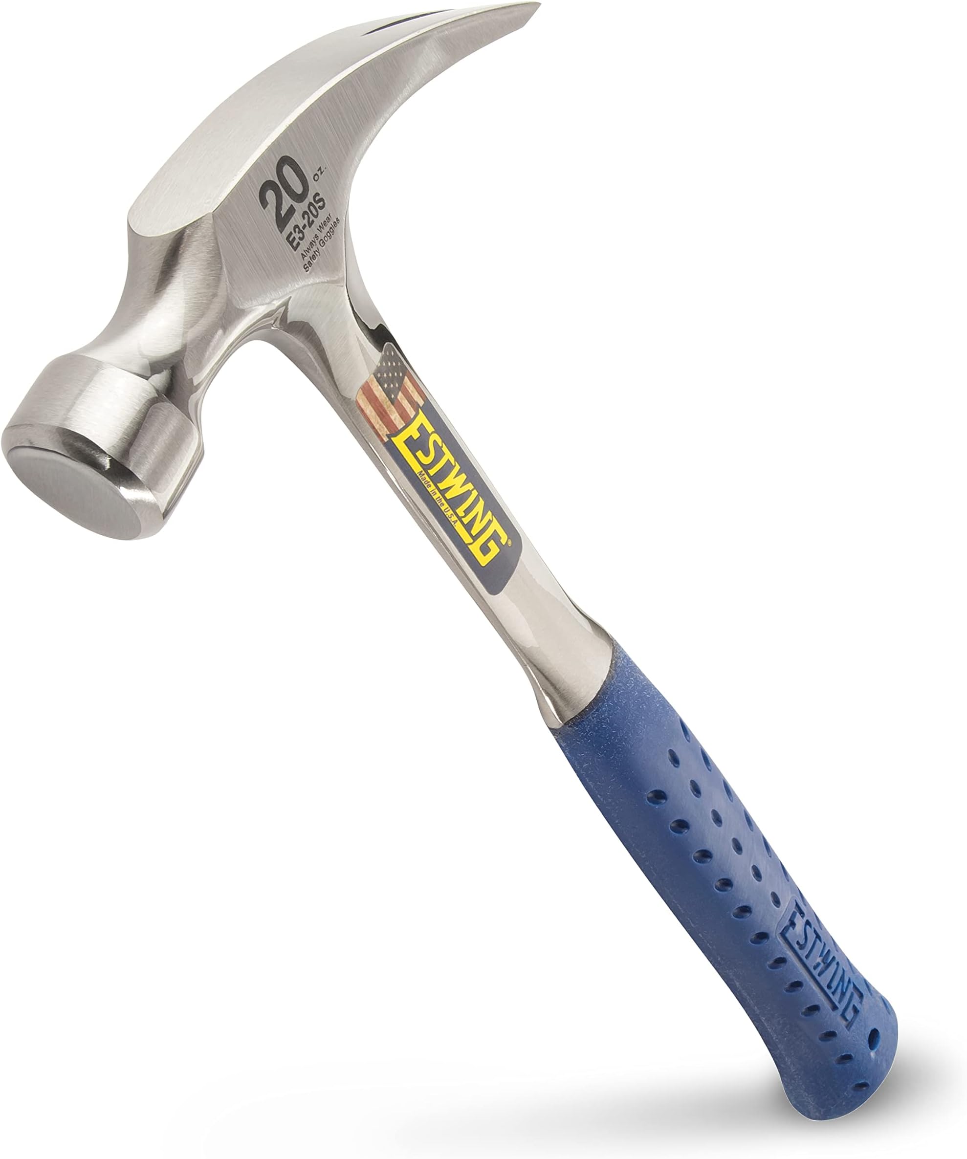 Estwing E3‐22S 22 oz Straight Claw Hammer with Smooth Face & Shock