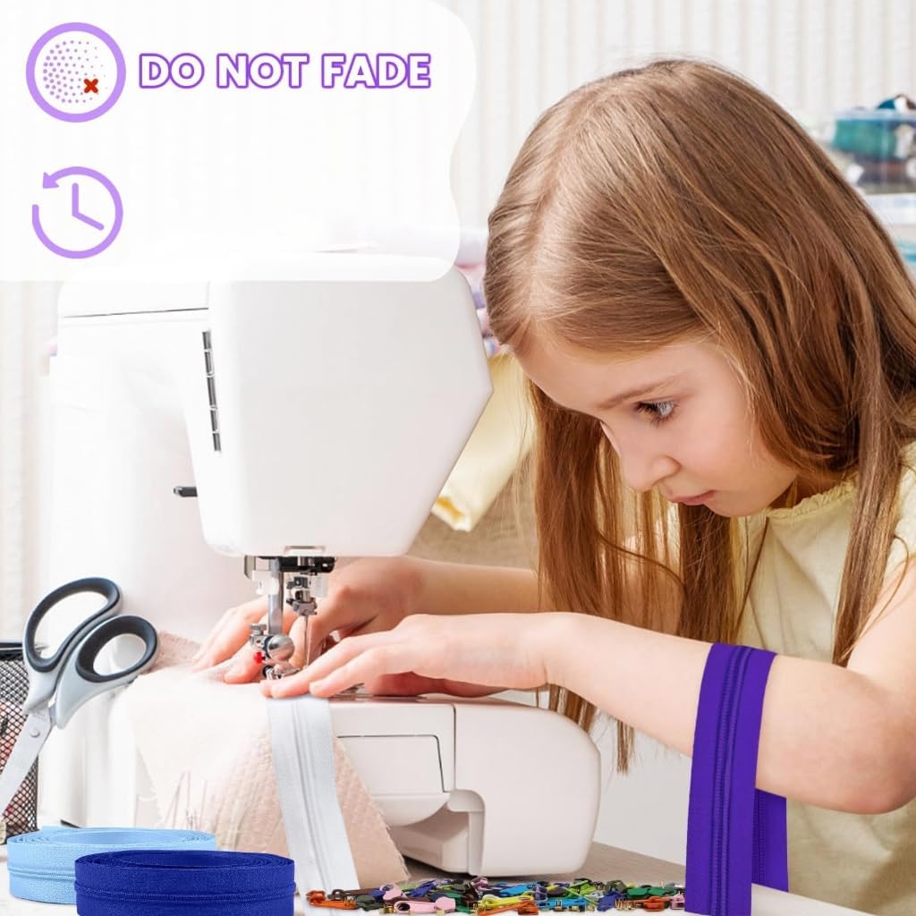Nylon Coil Zippers #3#5 Zippers Repair Kits Zips Pulls Sliders Easy to Use Crafts Supplies for Sewing and Crafting