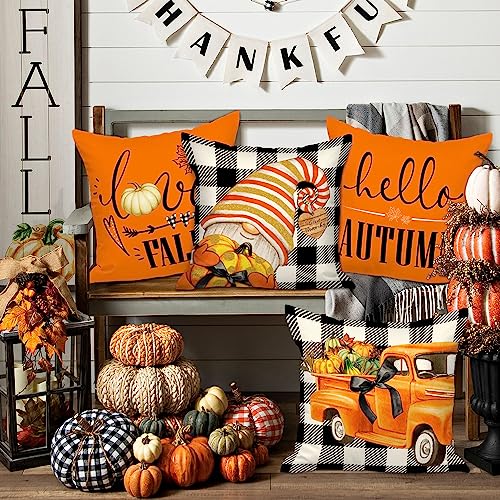 Benjia Autumn 45x45 Cushion Covers Set of 4, Pumpkin Gnome Decorative Holiday 18x18 Inch Fall Throw Pillow Covers Thanksgiving Pillowcase for Indoor Home Bedroom Couch Sofa Decoration Black 45x45cm - Cosy Home Interiors Benjia Autumn 45x45 Cushion Covers Set of 4, Pumpkin Gnome Decorative Holiday 18x18 Inch Fall Throw Pillow Covers Thanksgiving Pillowcase for Indoor Home Bedroom Couch Sofa Decoration Black 45x45cm - Image 3