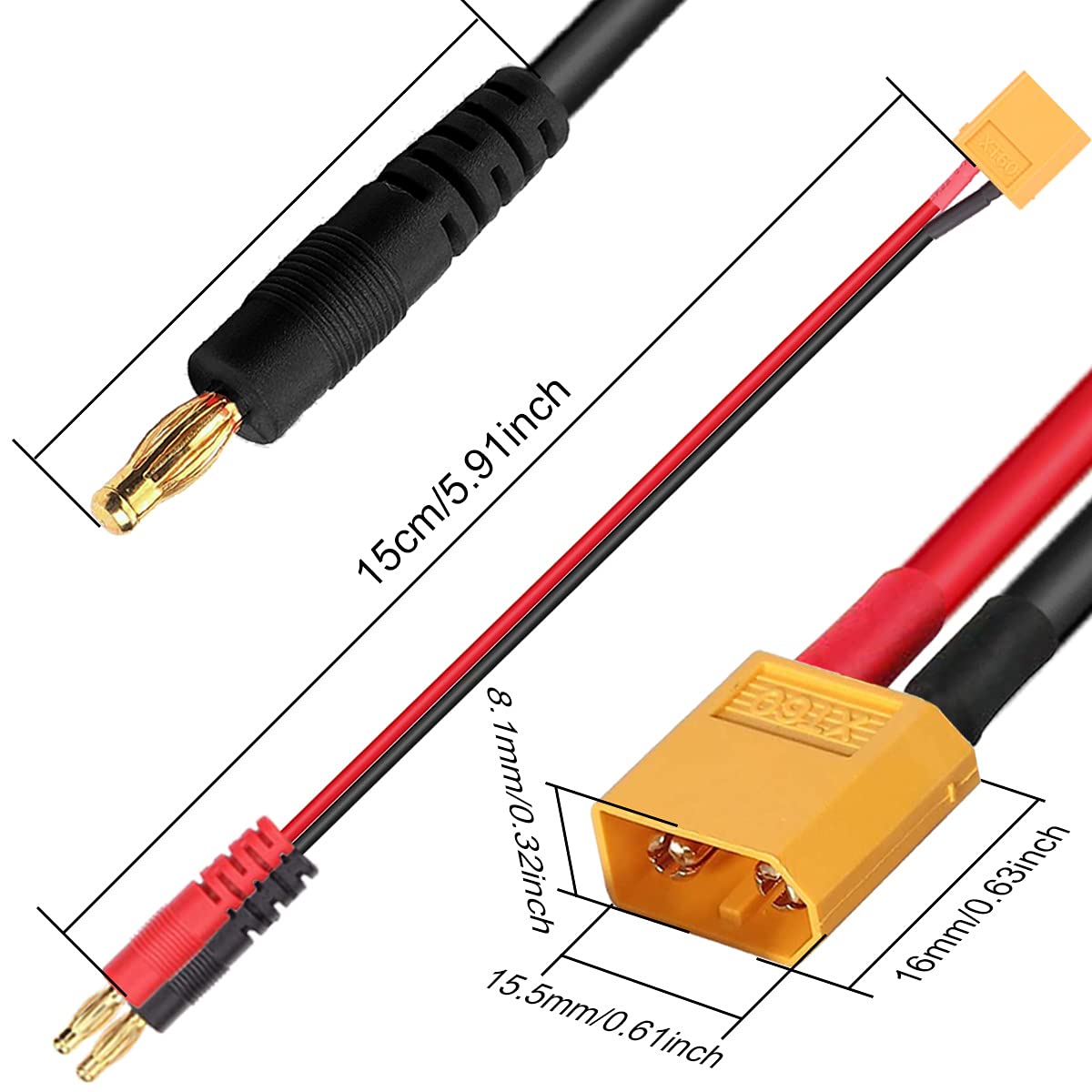 Panda Gancio Traino Cavo Di Ricarica Banana 4 Mm Per Batterie LiPo/NiMh Traxxas - Connettore Di Alta Qualità Yuki-Model Cavo Banana Per LiPo - Foto 6