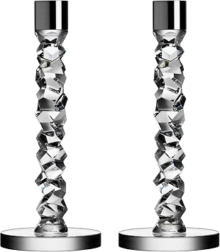 Orrefors Carat 7.25 Inch Candlestick Pair, Small