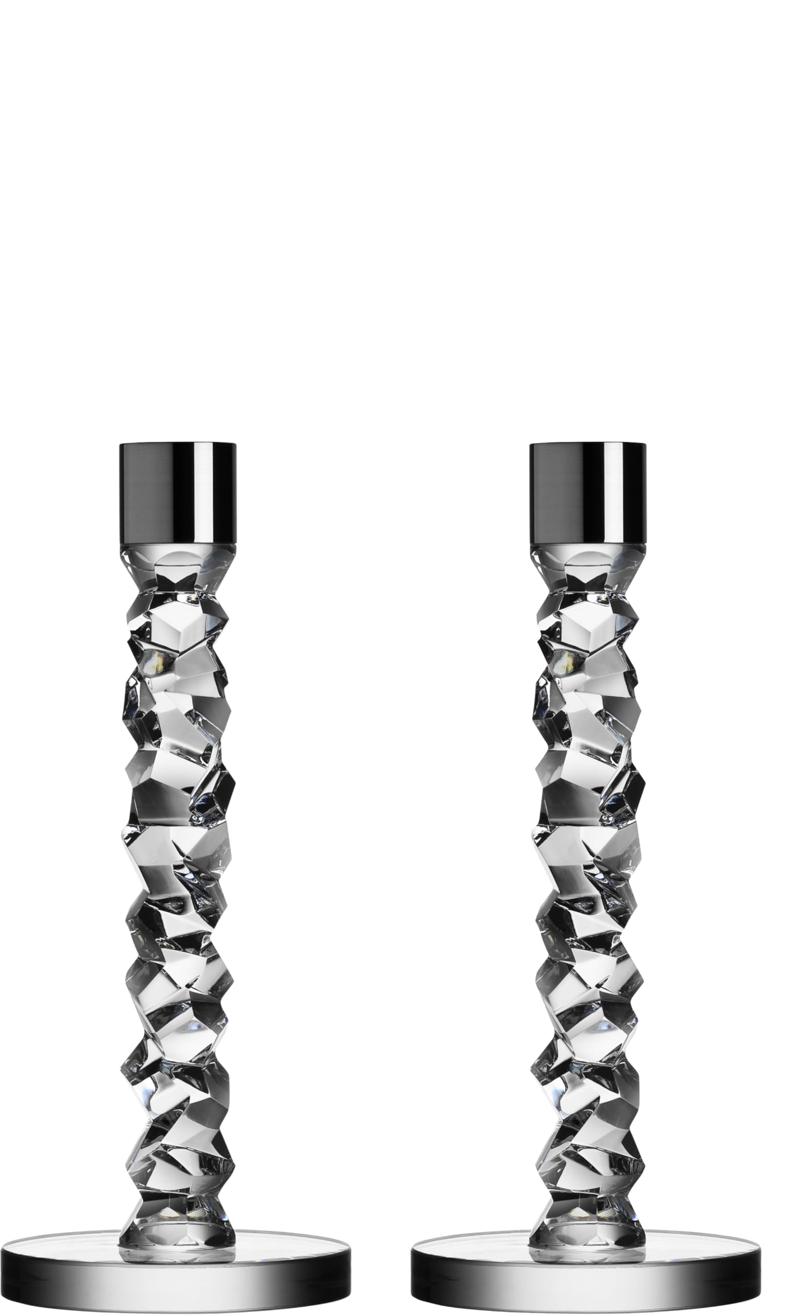 Orrefors Carat Paire de chandeliers en cristal au design scandinave raffiné