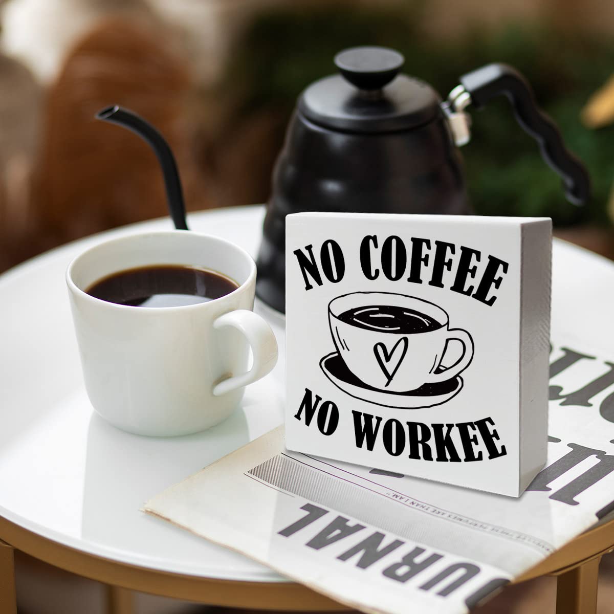 Holzkistenschild Mit Spruch 'All I Need Is Coffee And My Dog' – 12,7x12,7 Cm, Rustikale Tischdekoration