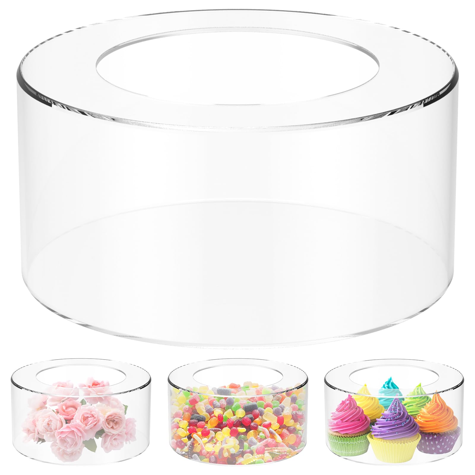 MENIBBLER Acrylic Fillable Cake Stand, Clear Cake Riser Cylinder Cupcake Stand Decorative Cake Display Round Cake Display Stand Reusable Cake Holder for Party Wedding Birthday 5.9in 7.87in 9.8in(20cm)