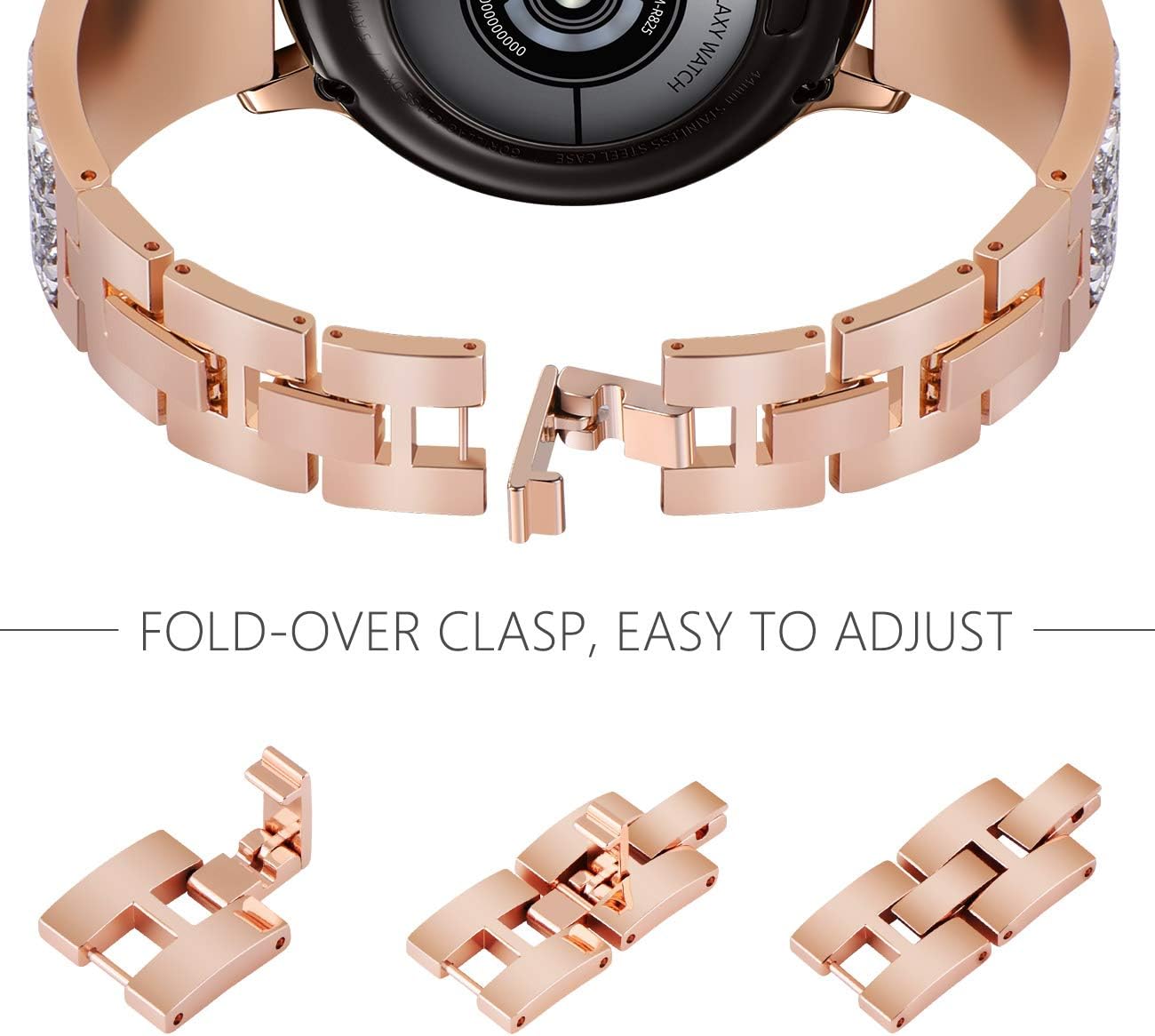 NewWays Galaxy Watch 7 6 Classic 6 5 4 Band 40mm 44mm Galaxy Watch 4 40mm 44mm 42mm 46mm, 20mm Stunning Crystal Bracelet with Quick Release Pin for Galaxy Active 2 - Image 4