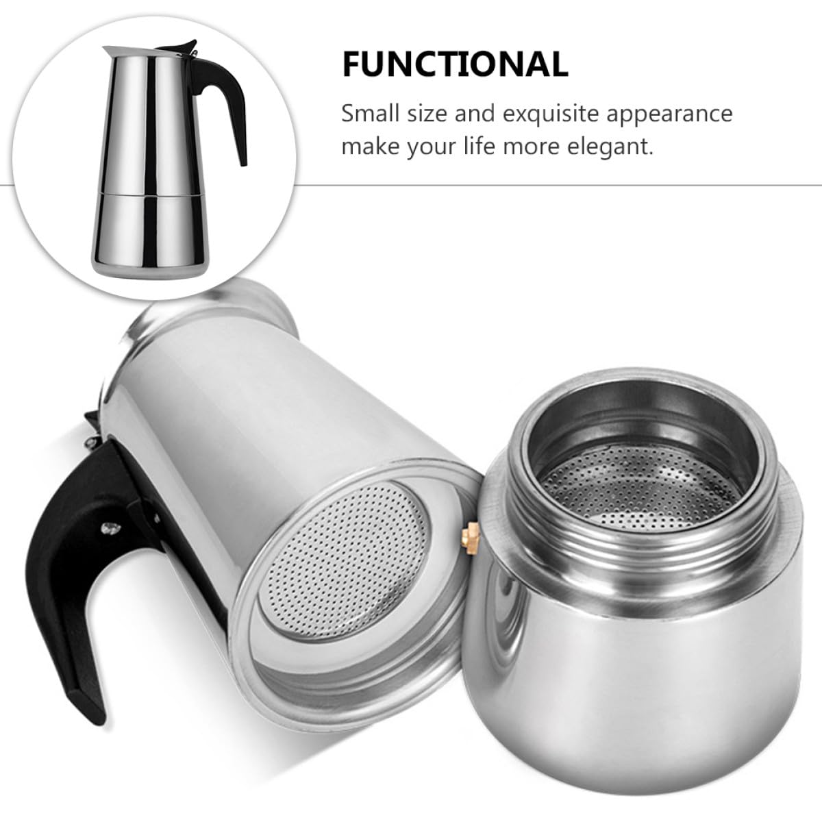 Cafetera y Portátil para 12 Tazas de Acero Inoxidable Eléctrica Diseño Moderno y Mango Frío Preparación Rápida para Uso U Oficina