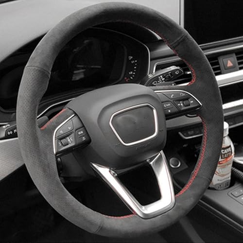 Miniatura 8 de BORATO Cubierta de volante de gamuza negra para coche, para Audi Q5l Q7 Q3 Q8 A6L A7 A8 Car Styling Accesorios