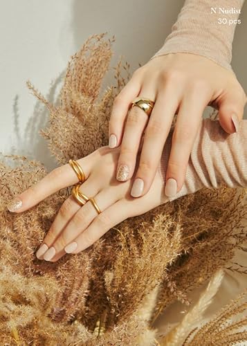 Ohora Semi Cured Gel Nail Strips (N Nudist) - Works With Any Nail Lamps, Salon-Quality, Long Lasting, Easy To Apply & Remove - Includes 2 Prep Pads, Nail File & Wooden Stick - Beige #TOP4