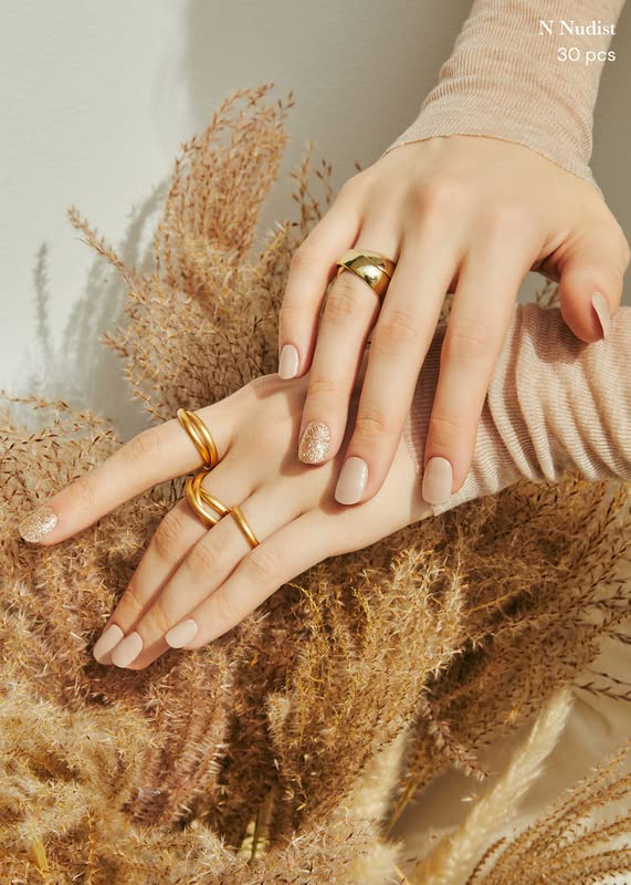 ohora Semi Cured Gel Nail Strips (N Nudist) - Nude, Solid, Works with Any UV/LED Lamps, Salon-Quality, Long Lasting, Easy to Apply & Remove - Includes 2 Prep Pads, Nail File & Wooden Stick - Image 4