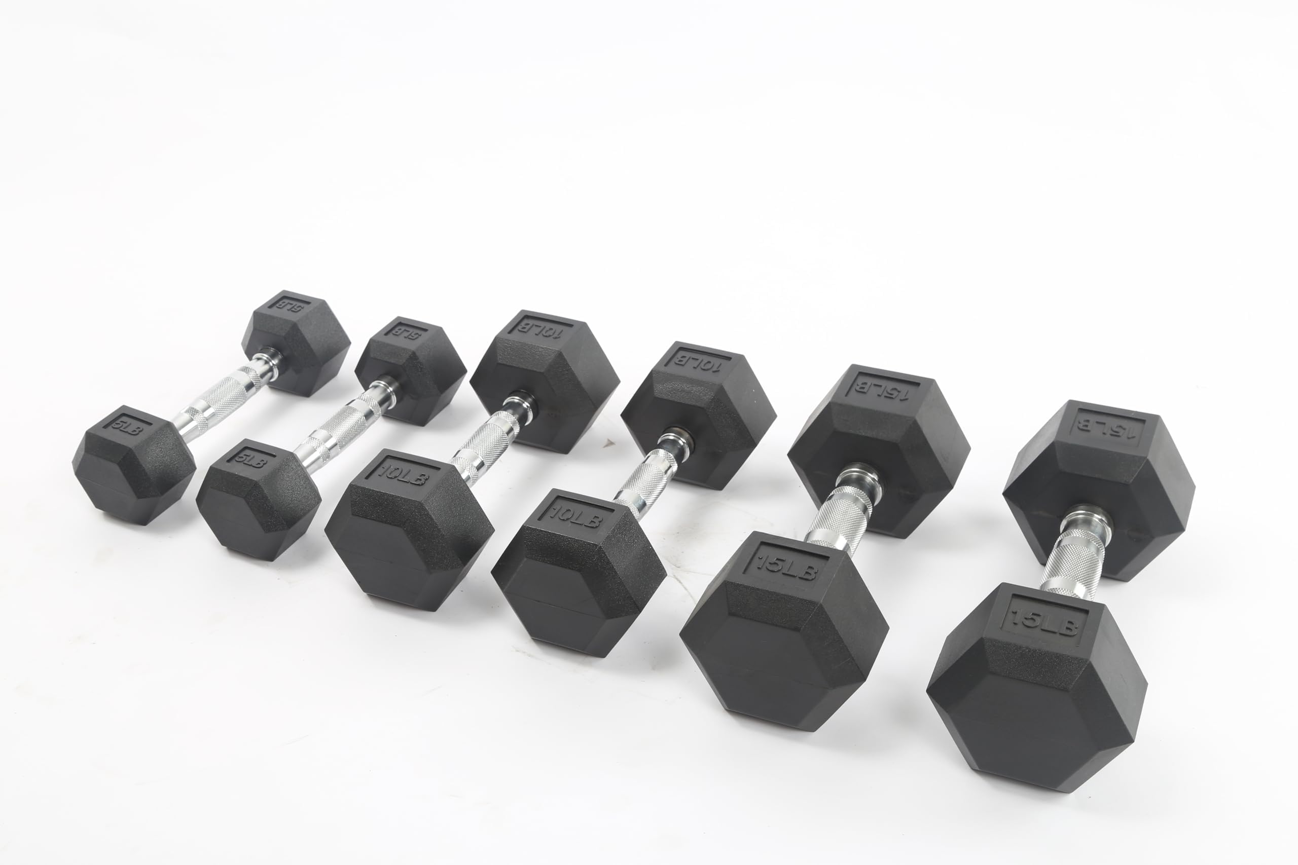 Rubber PVC Coated Hex Dumbbell Set Fixed Hand Weights with Anti-Slip Grip Anti-Roll Design Durable Odorless Ideal for