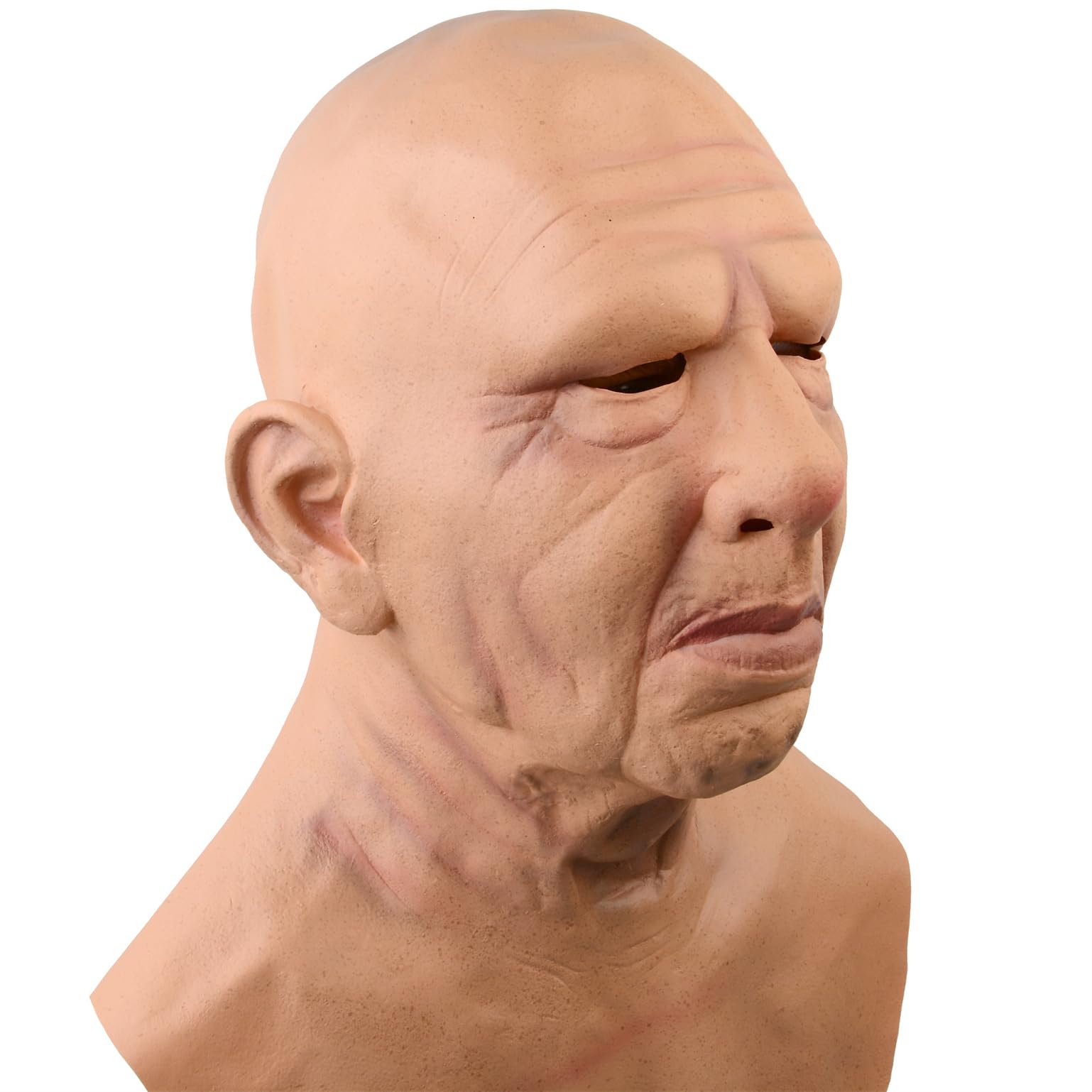 HOTTERCOS Realistische Maske für den alten Mann, Glatze, Humen, Gesichtsmasken, Falten, Vollkopfmaske, Halloween-Maske, Kostümrequisiten