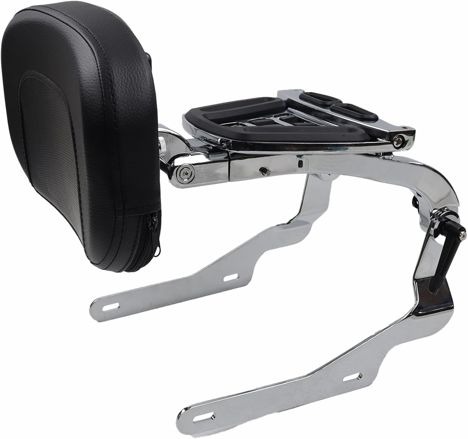 Motorcycle Multi Purpose Rider/Passenger Sissy Bar Backrest with Luggage Carrier Rack Adjustable Rotatable Back Cushion Pad for Harley Nightster RH 975 Special and RH 975S models 2022 2023 2024 Chrome