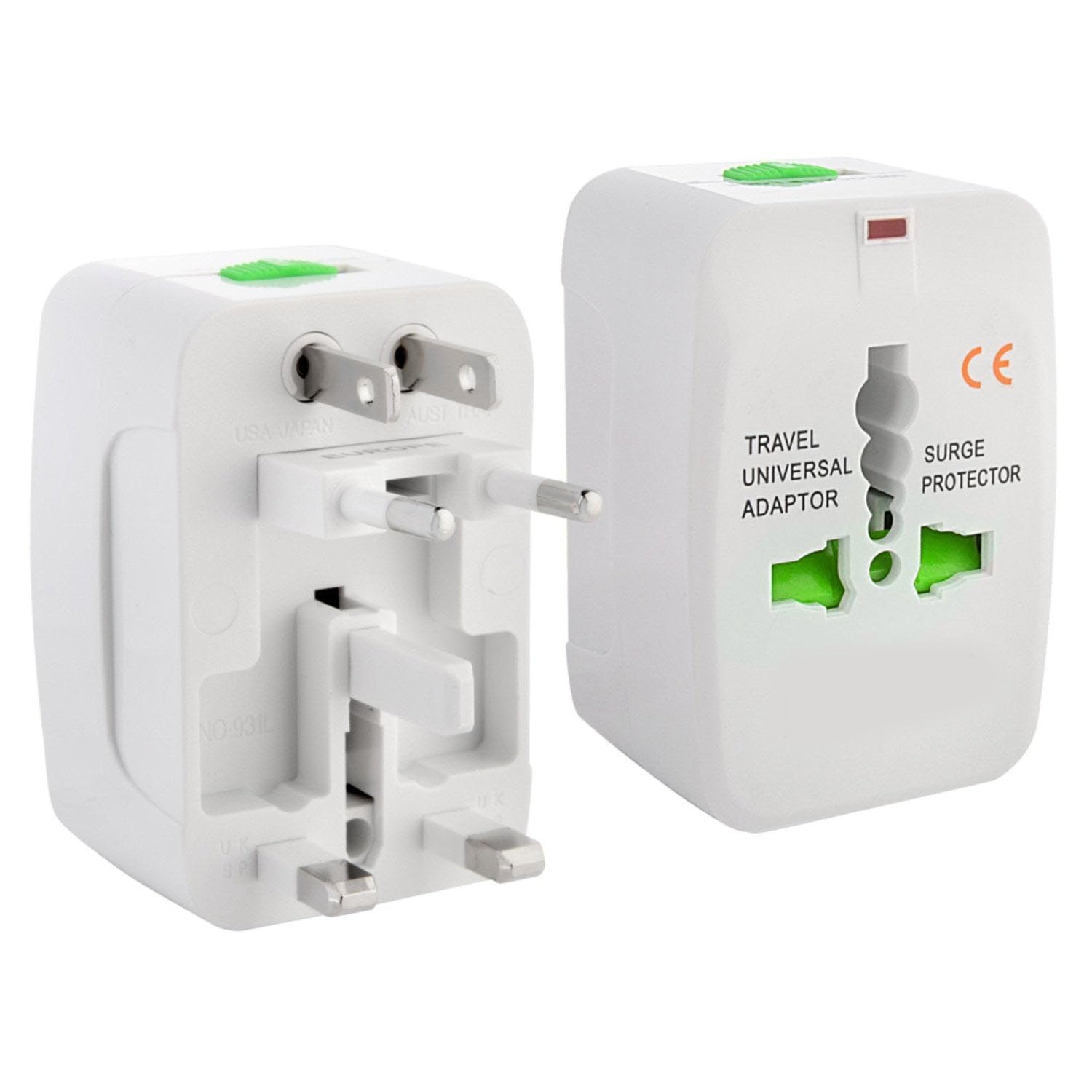 All In One Universal Power Adapter. Worldwide Travel Adaptor. Surge Protector., White