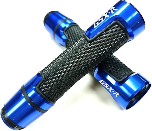 Miniatura 4 de Manija grabada de aluminio azul para motocicleta, 0.866 in, mango de goma de gel, con extremo de barra de 7/8 pulgadas, compatible con Suzuki GSXR