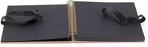 Miniatura 3 de 2 álbumes de recortes de 10 x 10 pulgadas, 100 páginas, de tapa dura, marrón, papel negro, espiral con cinta y calcomanías en las esquinas, álbum de