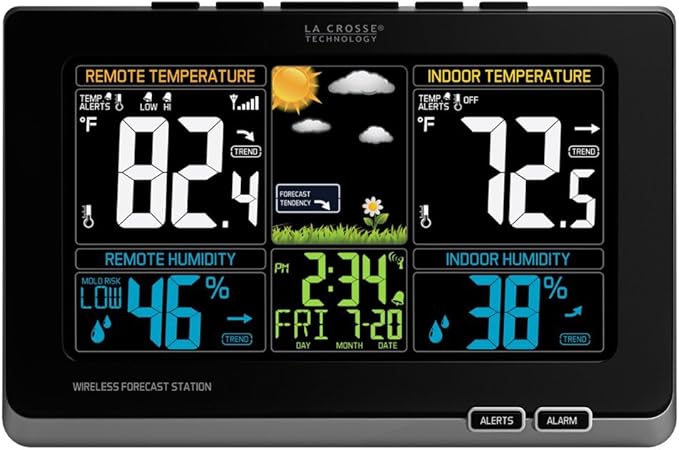 La Crosse Technology 308-1414MB-INT Wireless Color Weather Station with Mold Indicator, Black