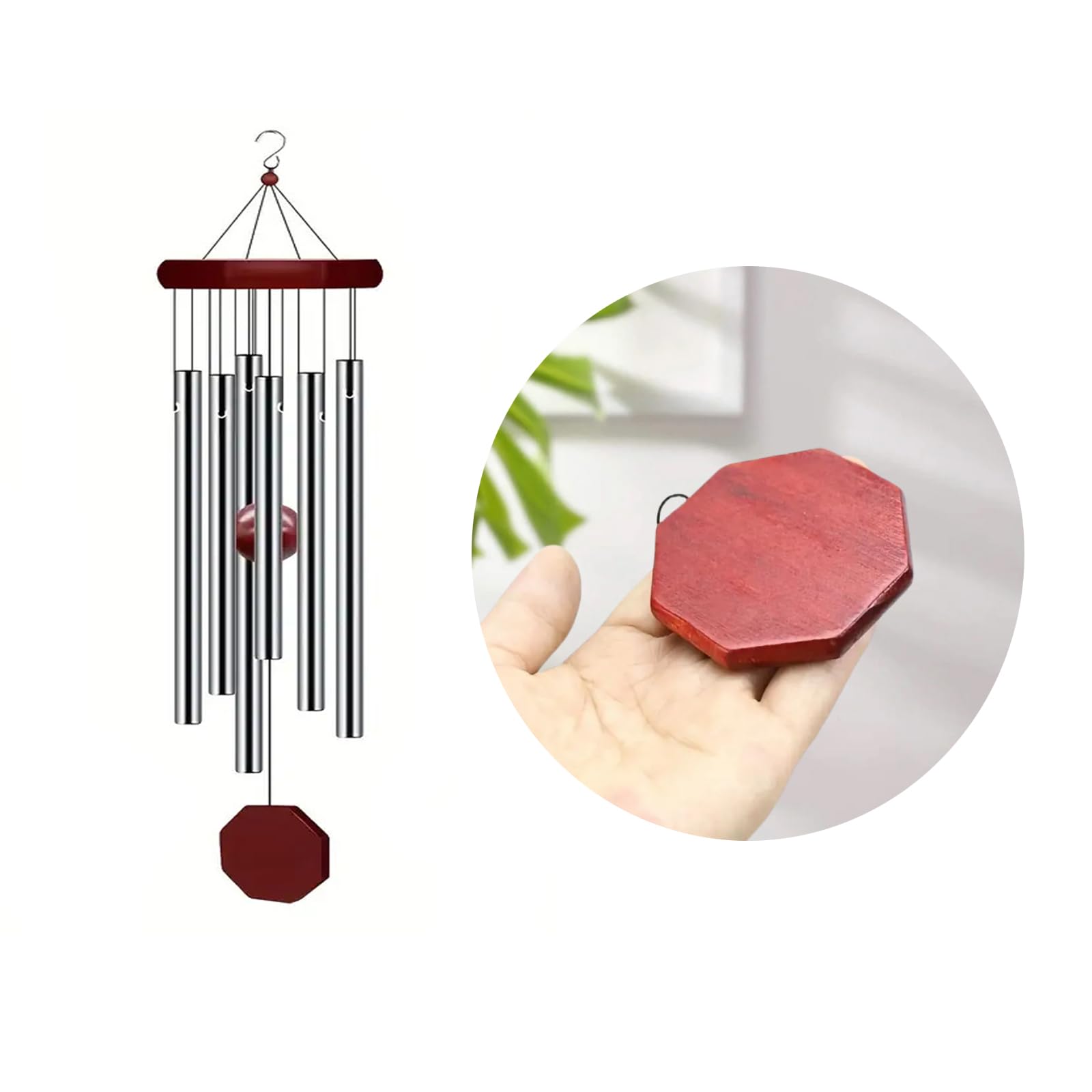 Campanelli a vento con campanelli musicali,Tubi in Alluminio Campane a Vento,Silver Chimes of Mercury Windchime,Sonaglio a Vento Metallo,artigianato con pendolo per uso esterno,per Giardino, Cortile