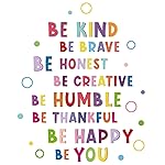 Mudder Colorful Inspirational Wall Decal Motivational Phrases Sticker Inspirational Lettering Quote Sticker Be Thankful Brave Creative Decals for Classroom Nursery Kids Decoration