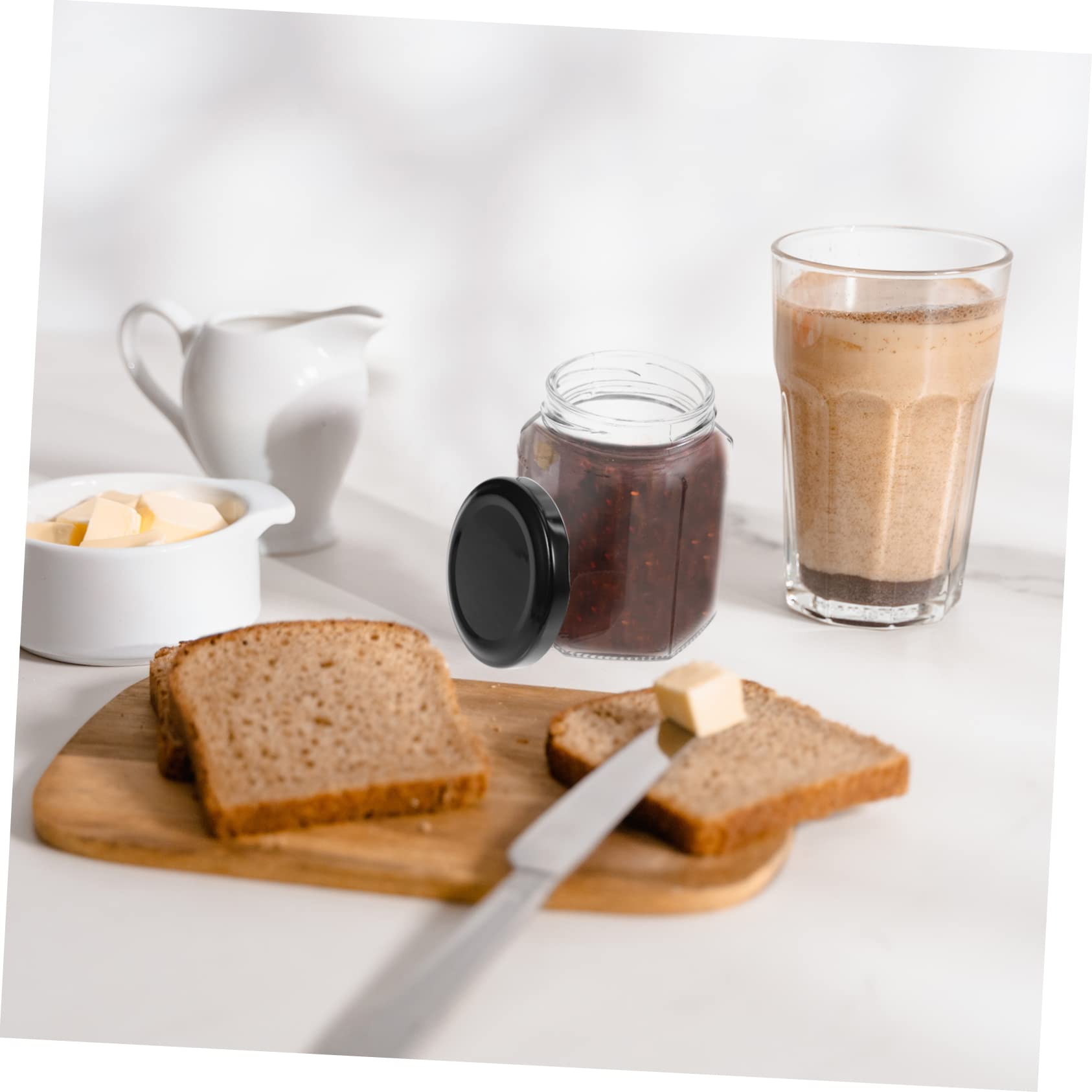 SOLUSTRE 4pcs Transparent Glass Honey Pot with Lid Kitchen Honey Storage Container Jam Jars for Easy Dispensing and Food Design for Home Use