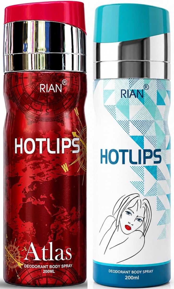 RIAN Hotlips Atlas & Hotlips Deodorant Body Spray 200ml Each | 24 Hours Long Lasting, Unisex Fragrance, Skin-Friendly Formula, Strong & Fresh Aroma, Everyday Use-image-46