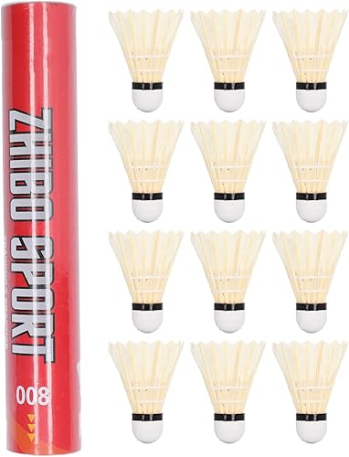 Bádminton de entrenamiento blanco con plumas, 12 unidades de bolas de bádminton de entrenamiento de alta velocidad, kit de bádminton profesional para
