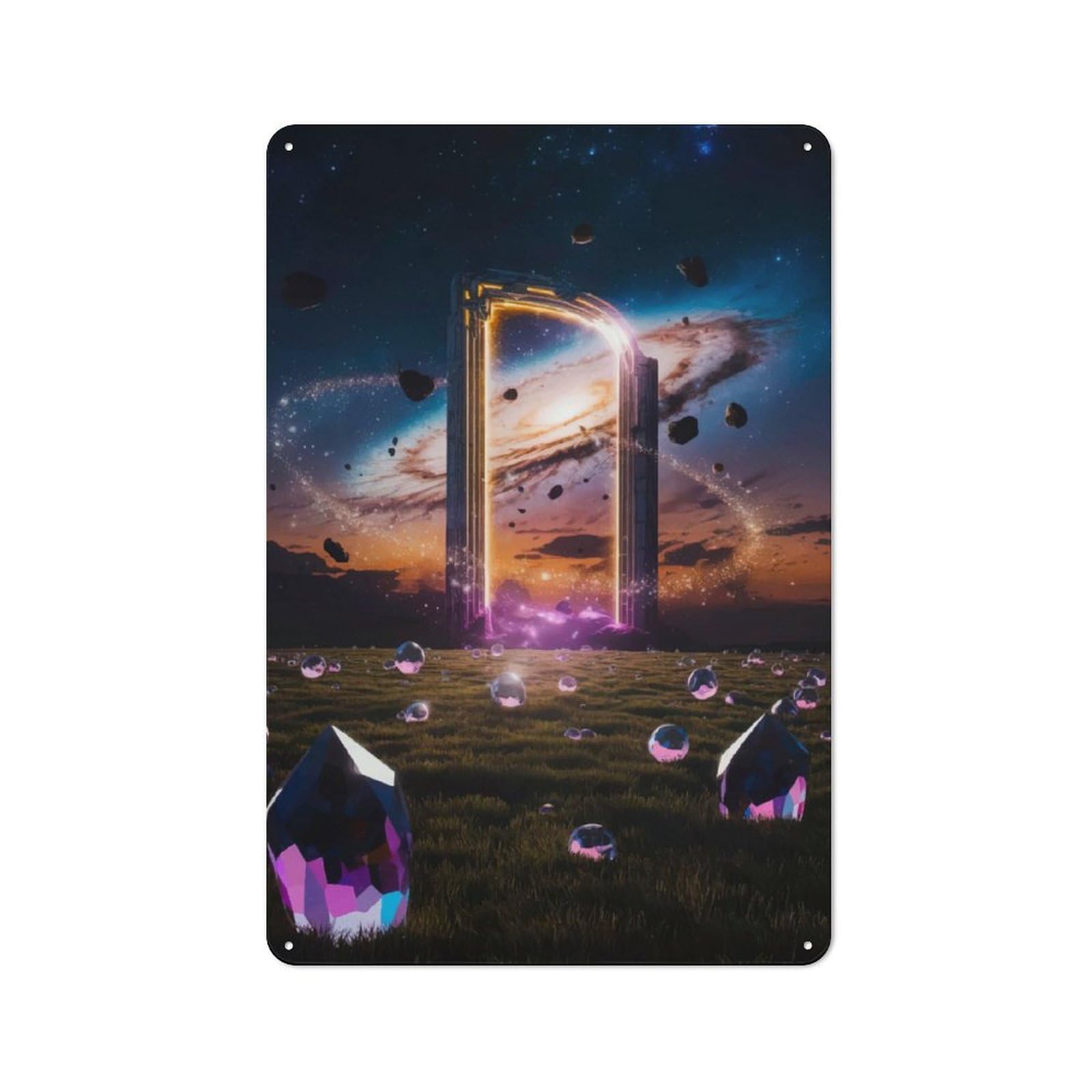 Junmoney Cosmic Gateway Tin Sign 30X20cm For Workshop Wall, Rustic Wall Decor, Suited To Workshop Decor Fans