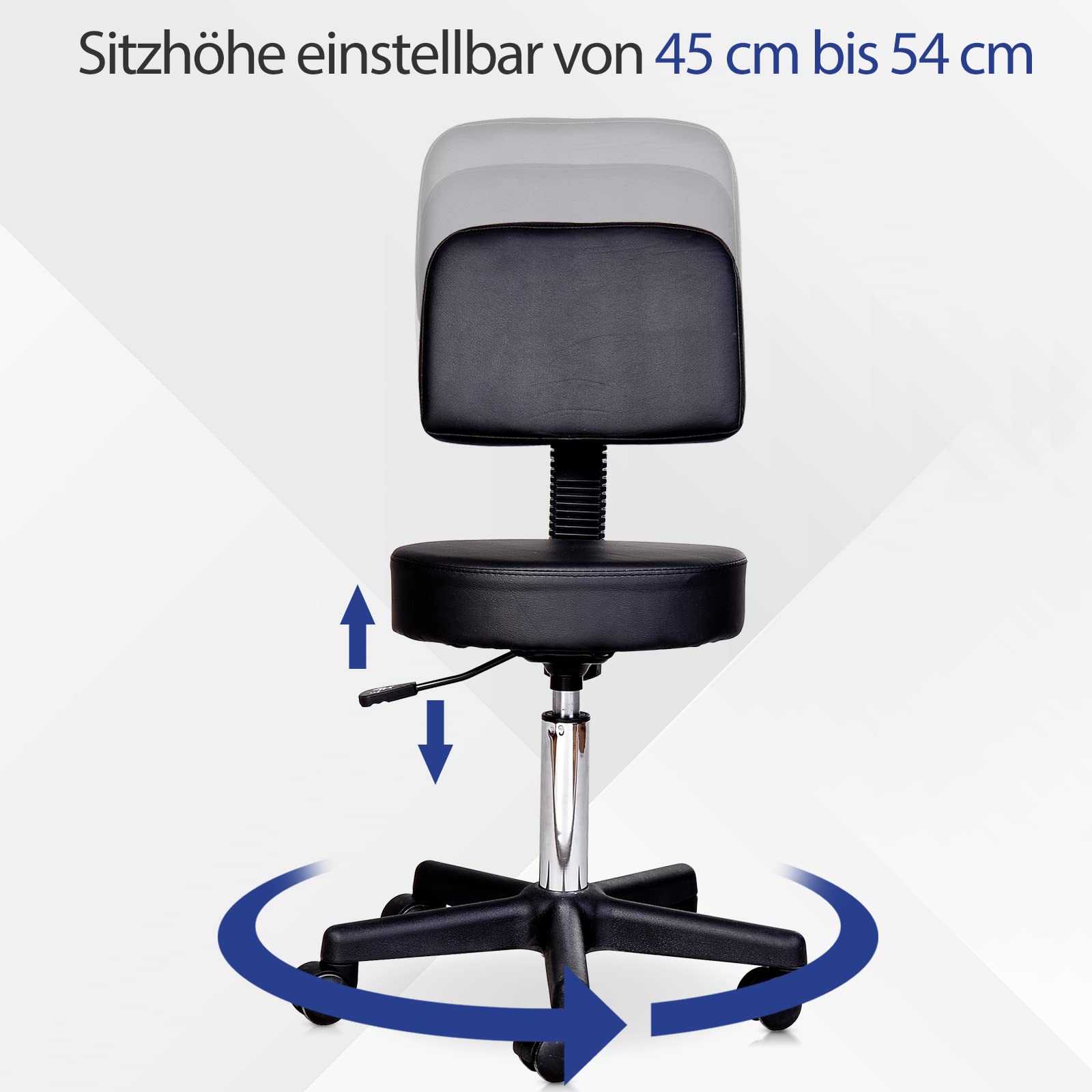 HOMCOM Taboret na kółkach, stołek roboczy, stołek kosmetyczny, stołek obrotowy, profesjonalny salon